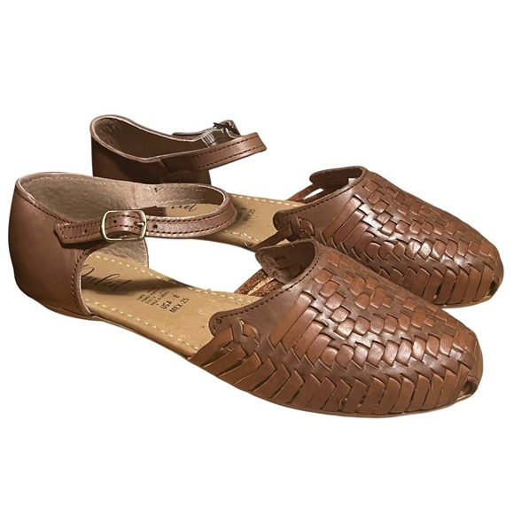 Mexican Huaraches Leather Handmade Woven Flats,‎ Sandals Woman's Sz 8 Brown - Picture 2 of 14